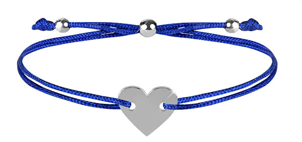 Schnur-Armband mit Herzen Blau/Stahl