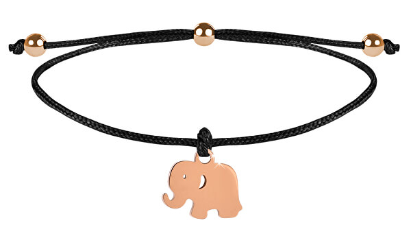 Schnurarmband Elefant schwarz / bronze