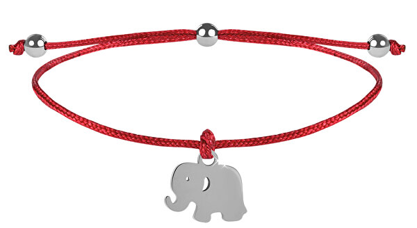 Schnur-Armband Elefant Rot/Stahl