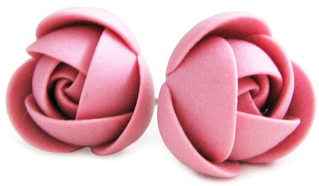 Régi rózsaszín kis virágos bedugós fülbevaló