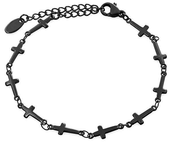 Stilvolles schwarzes Armband mit Kreuzen aus Stahl