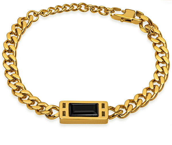 Brățară elegantă placată cu aur cu cristal negru VESB0627G-A-PET