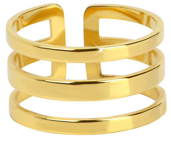 Stylový trojitý prsten z pozlacené oceli
