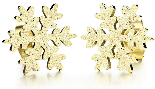 Třpytivé pozlacené náušnice Sněhová vločka KE-013