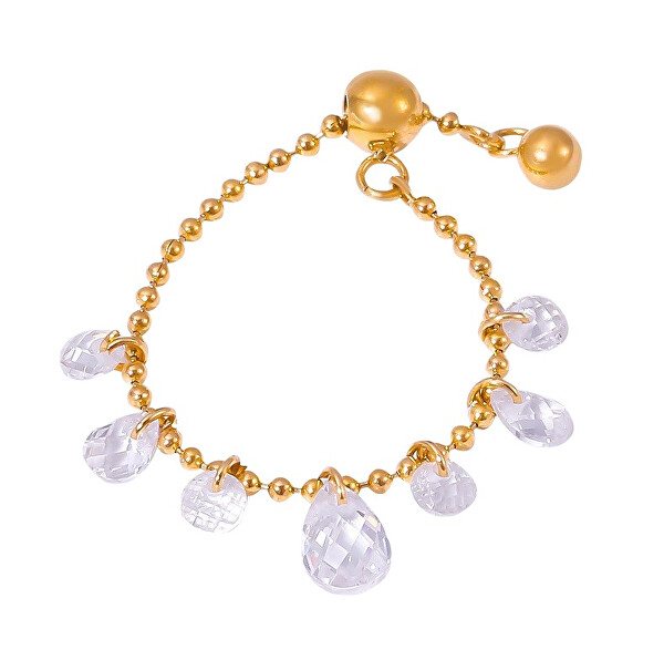 Třpytivý řetízkový prsten z pozlacené oceli