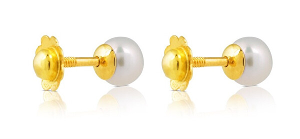 Elegantné náušnice zo zlata s pravou perlou 411000310