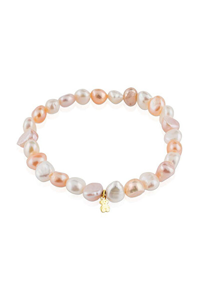 Armband aus echten Perlen mit vergoldetem Teddybär 1004042900