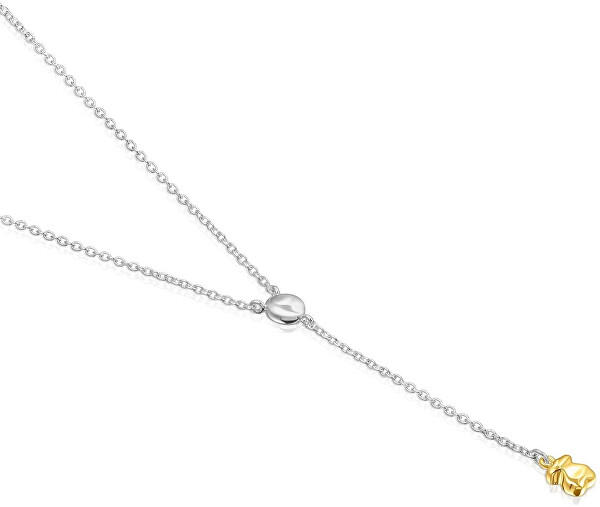 Okouzlující stříbrný náhrdelník s pozlaceným medvídkem Joy Bits 211442510
