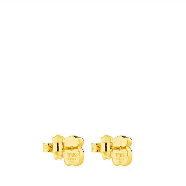 Pozlacené medvídkové náušnice s onyxem Icon Color 815433501