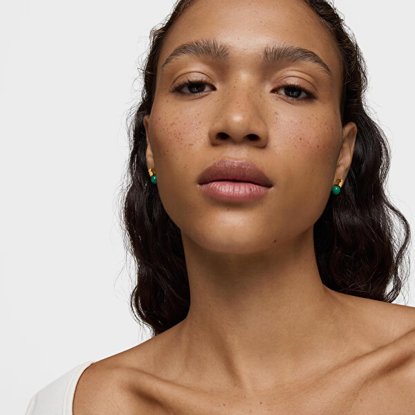 Pozlacené náušnice s malachitem Icon Mesh 1004503700