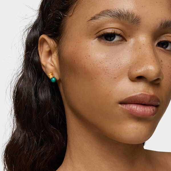 Pozlacené náušnice s malachitem Icon Mesh 1004503700