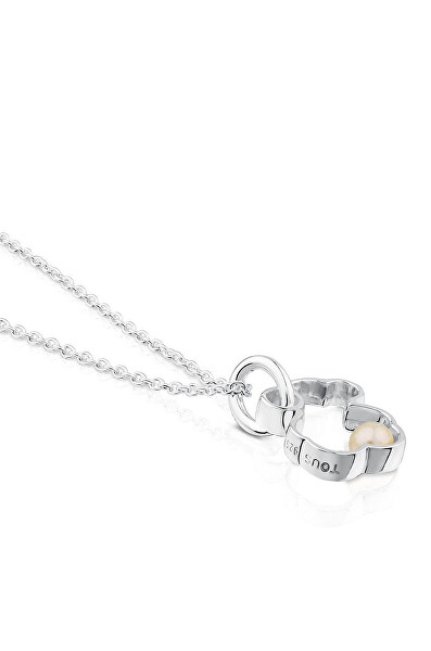 Pôvabný strieborný náhrdelník s perlou New Silueta 1000090700 (retiazka, prívesok)