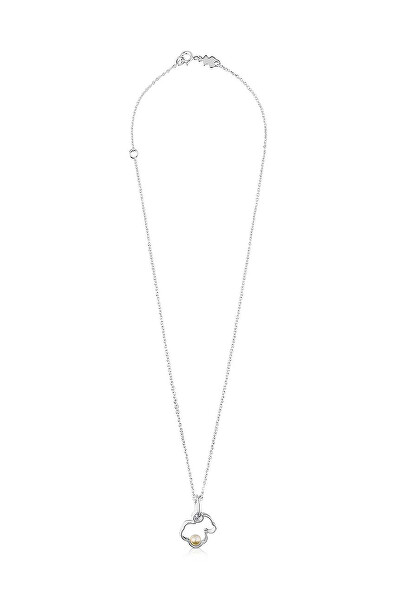 Pôvabný strieborný náhrdelník s perlou New Silueta 1000090700 (retiazka, prívesok)