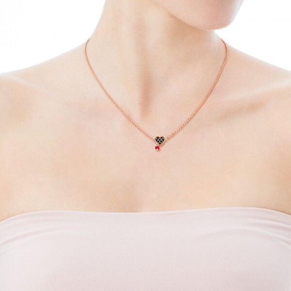 Ružovo pozlátený náhrdelník so srdiečkom 314932510