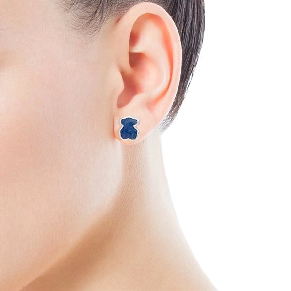 Silberne Teddybär-Ohrringe mit blauem Dumortierit Icon Color 615433550