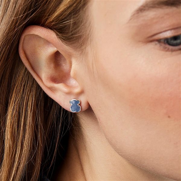 Silberne Teddybär-Ohrringe mit blauem Dumortierit Icon Color 615433550