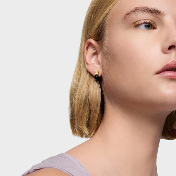 Pozlacené náušnice s onyxem Icon Mesh 1004503800