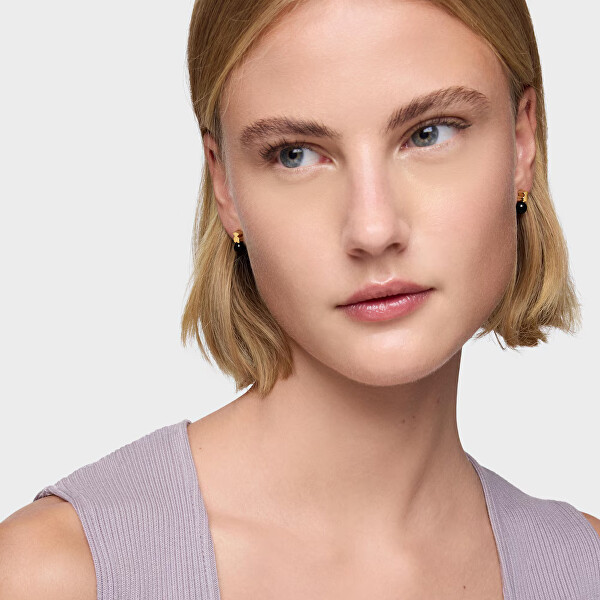 Pozlacené náušnice s onyxem Icon Mesh 1004503800