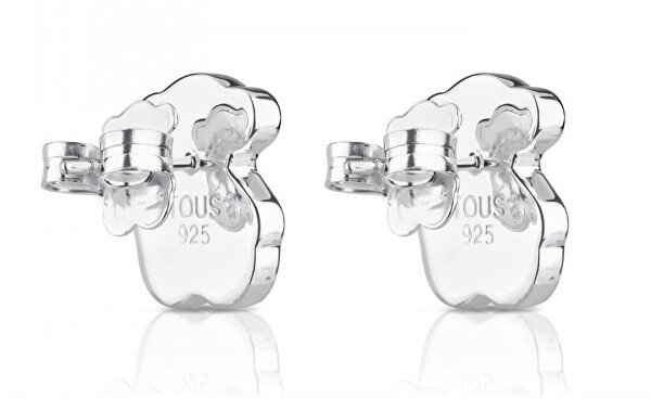 Stříbrné medvídkové náušnice s perletí Icon Color 815113500