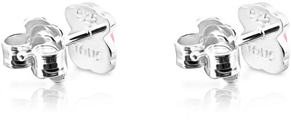 Stříbrné medvídkové náušnice s růžovým křemenem Icon Color 815433610