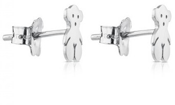 Kleine silberne Ohrringe mit Teddybär 611140030