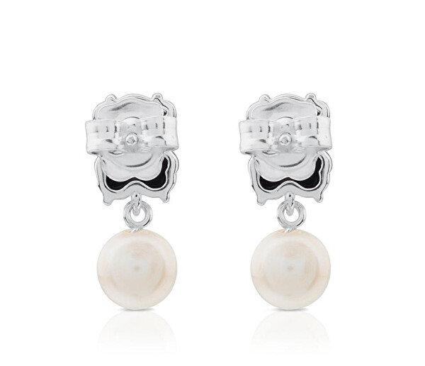 Stříbrné visací náušnice s onyxem a perlou Erma 1000136700