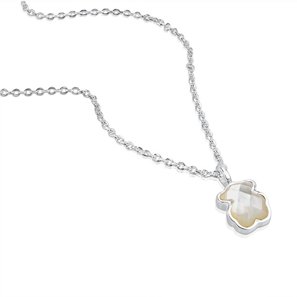 Stříbrný náhrdelník s perleťovým medvídkem Icon Color 1000145900 (řetízek, přívěsek)