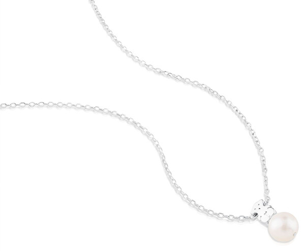 Strieborný náhrdelník s pravou perlou a medvedíkom 214832500 (retiazka, prívesok)