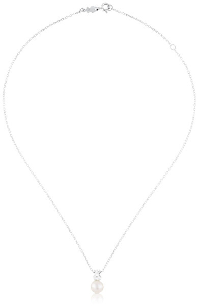 Stříbrný náhrdelník s pravou perlou a medvídkem 214832500 (řetízek, přívěsek)