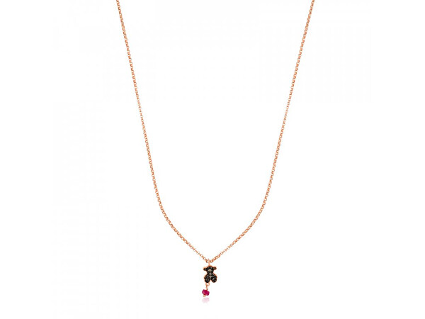 Ružovo pozlátený náhrdelník s medvedíkom 1000141000