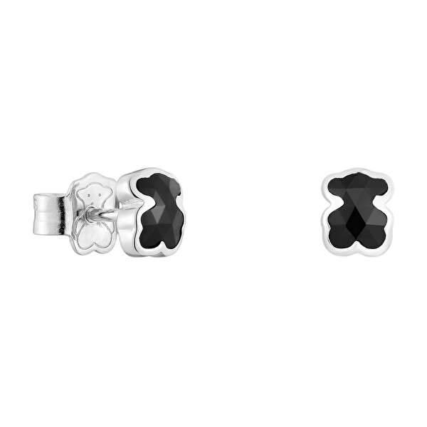 Stříbrné pecky Medvídek s onyxem Icon Color 1004287200