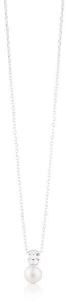 Silberne Halskette mit echter Perle und Teddybär 214832500 (Kette, Anhänger)