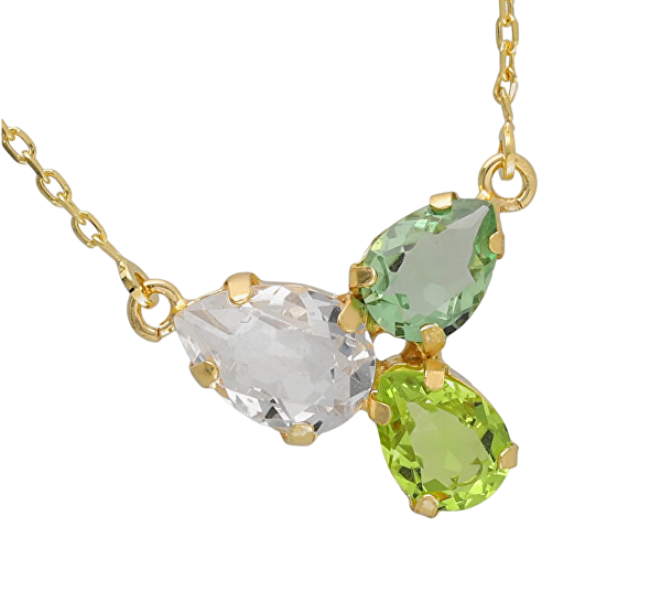 Blyštivý pozlacený náhrdelník s krystaly Glory A4899-14DG