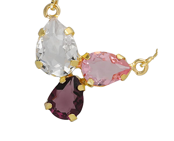 Blyštivý pozlacený náhrdelník s krystaly Glory A4899-26DG