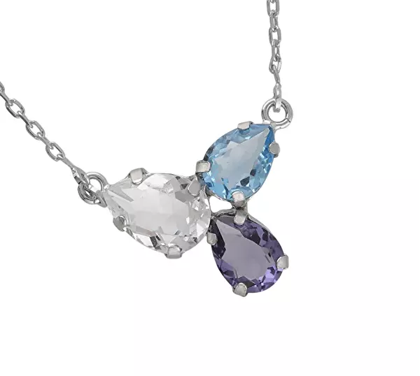 Blyštivý stříbrný náhrdelník s krystaly Glory A4899-12HG