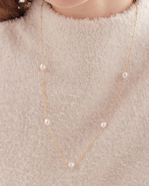 Dlouhý stříbrný náhrdelník se syntetickými perlami Sera A5566-00HG