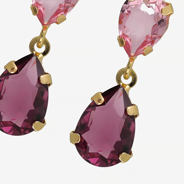 Eleganti orecchini pendenti con cristalli rosa Glory A4905-26DT