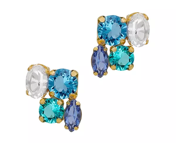 Módní pozlacené náušnice pecky s krystaly Lisbon A4792-MDT