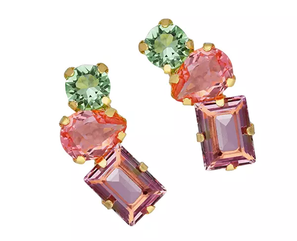 Okouzlující pozlacené náušnice s barevnými krystaly Bay A4893-MDT