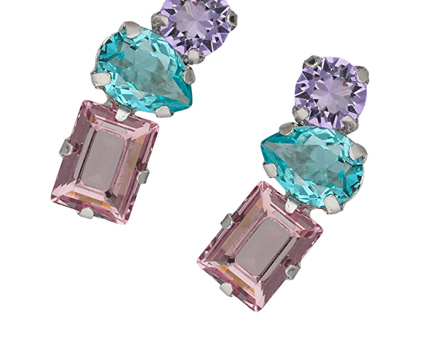 Okouzlující stříbrné náušnice s barevnými krystaly Bay A4893-MHT