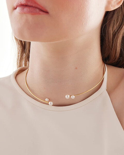 Pevný stříbrný náhrdelník s perlami Sera A5557-00HG