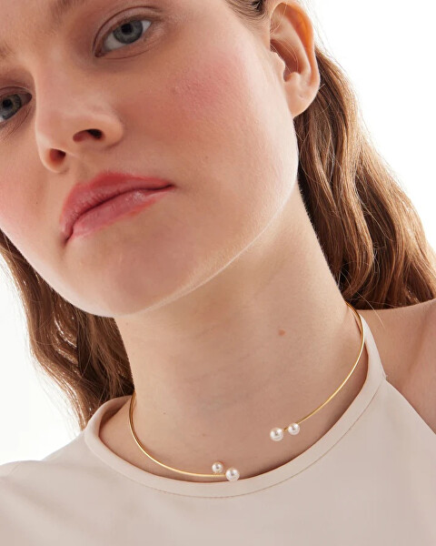 Pevný stříbrný náhrdelník s perlami Sera A5557-00HG