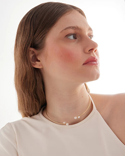 Pevný stříbrný náhrdelník s perlami Sera A5557-00HG