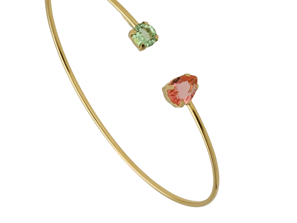 Pevný pozlacený náramek s krystaly Bay A4894-24DP