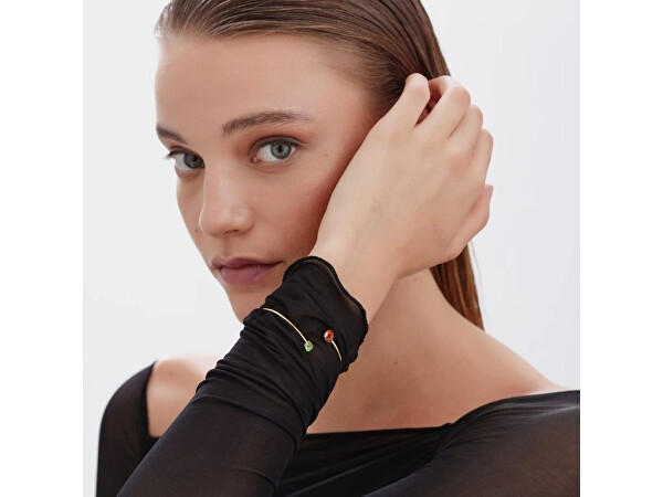 Pevný pozlacený náramek s krystaly Bay A4894-24DP