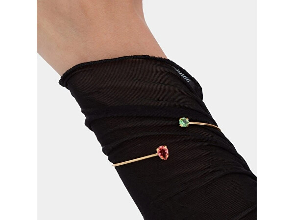 Pevný pozlacený náramek s krystaly Bay A4894-24DP