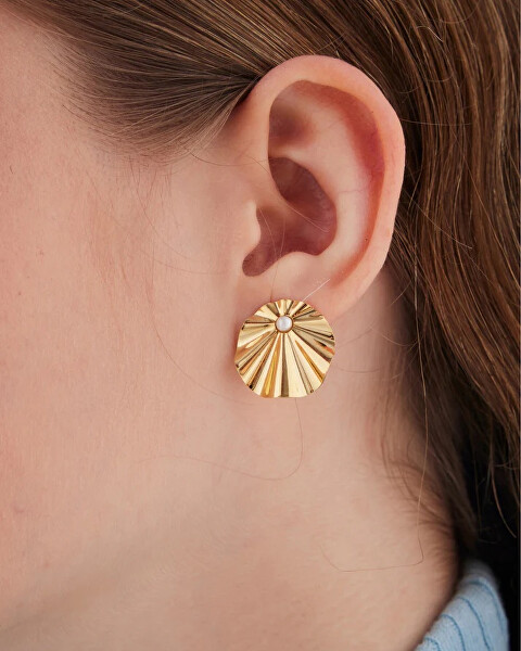 Pozlacené náušnice se syntetickou perlou Alpina A5452-00DT