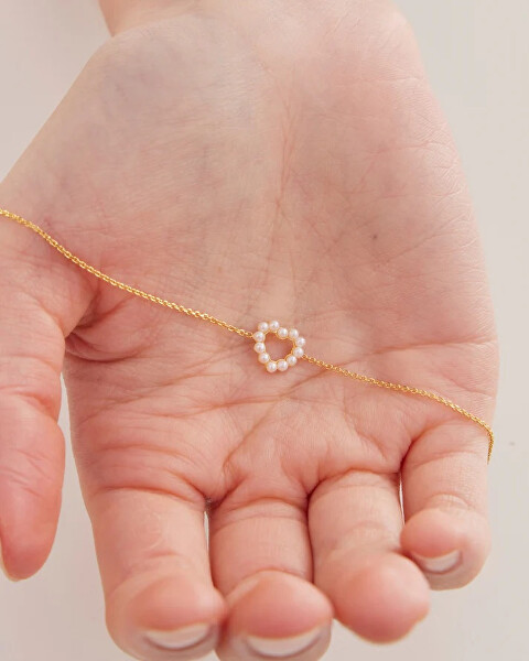 Stříbrný náramek Srdíčko s perličkami Sera A5576-00HP