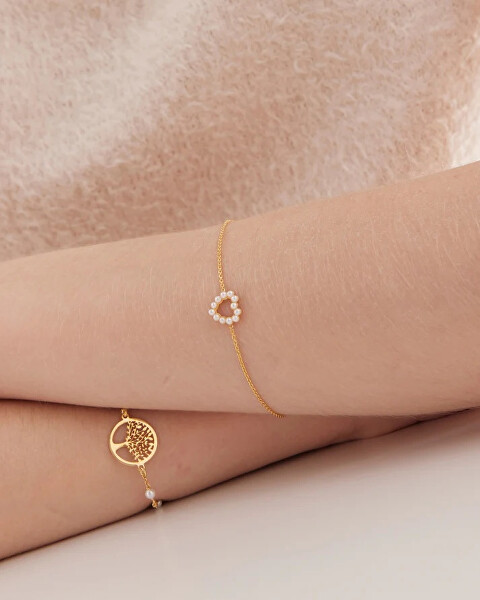 Stříbrný náramek Srdíčko s perličkami Sera A5576-00HP