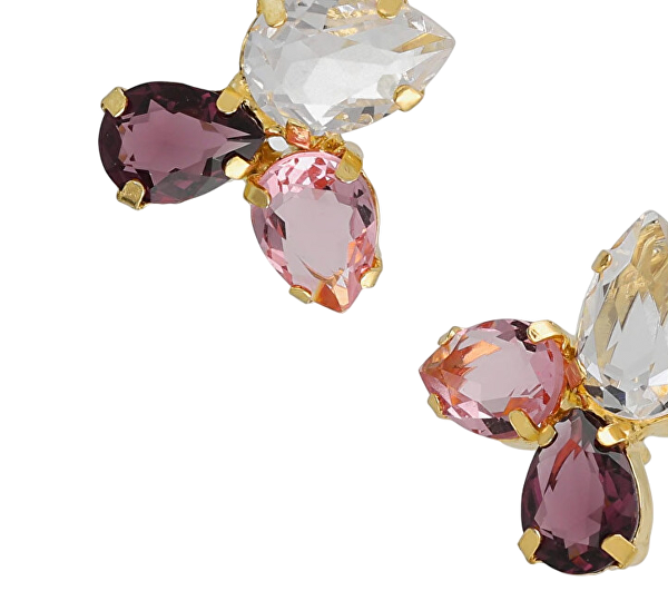 Překrásné pozlacené náušnice s krystaly Glory A4902-26DT